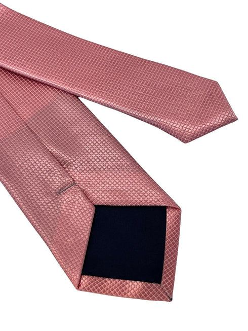 baby light pink tie with subtle squared pattern