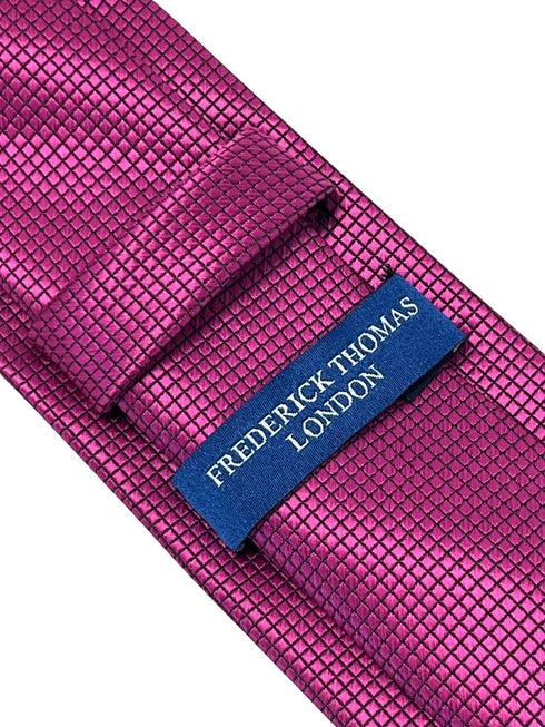 berry fuchsia bright pink tie with subtle squared pattern
