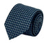 dark blue and grey tie with geometric pattern