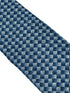 dark blue and grey tie with geometric pattern
