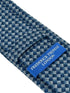 dark blue and grey tie with geometric pattern