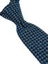 dark blue and grey tie with geometric pattern