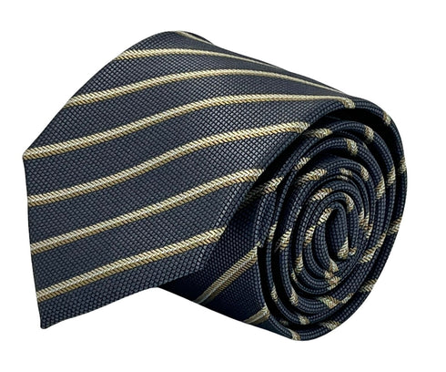 grey tie with honeycomb pattern & bronze stripe