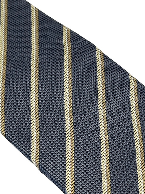 grey tie with honeycomb pattern & bronze stripe