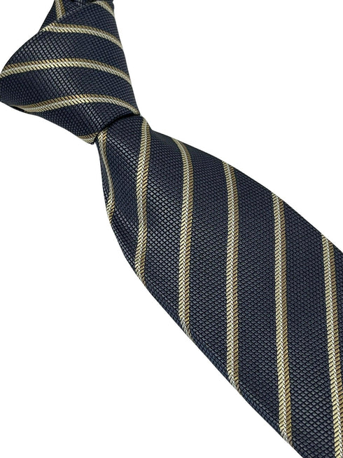 grey tie with honeycomb pattern & bronze stripe