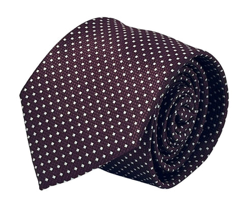maroon burgundy red with white pin spot tie