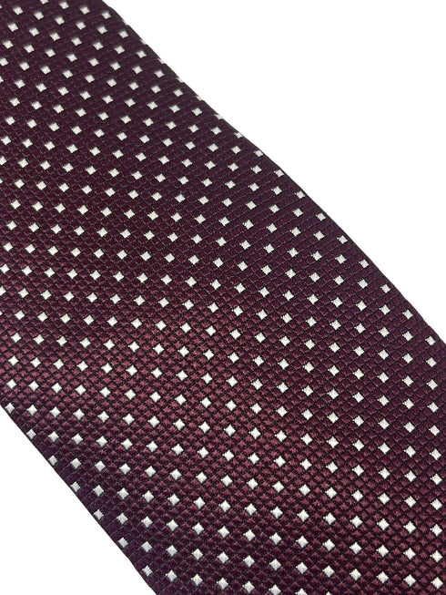 maroon burgundy red with white pin spot tie
