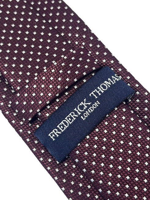 maroon burgundy red with white pin spot tie