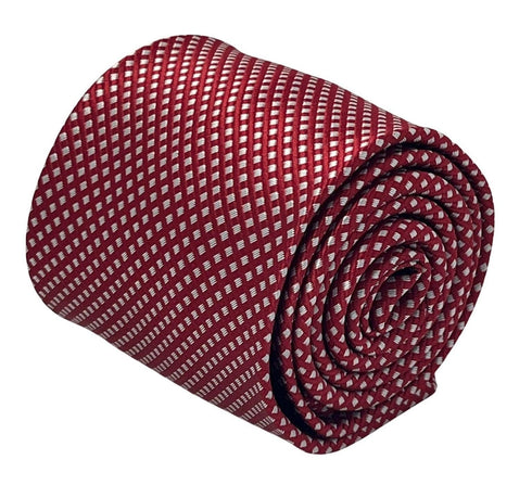red and white check square design tie