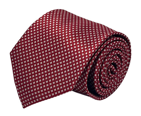 red and white check square design tie