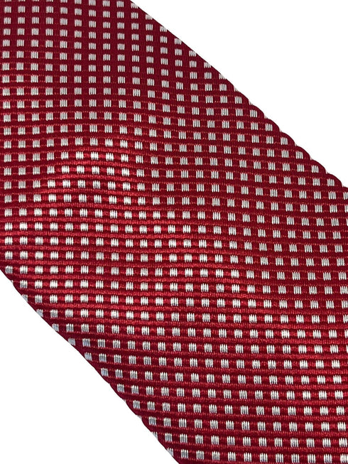red and white check square design tie