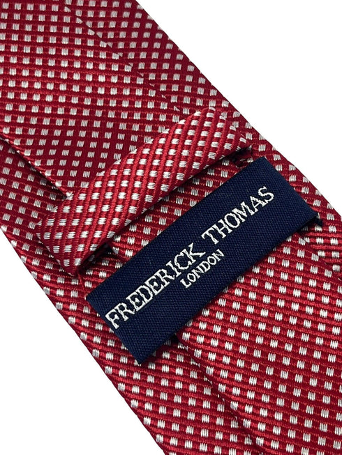 red and white check square design tie