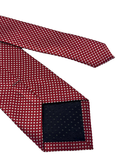 red and white check square design tie