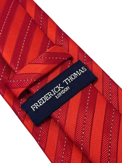 two tone red striped tie with glitter thread