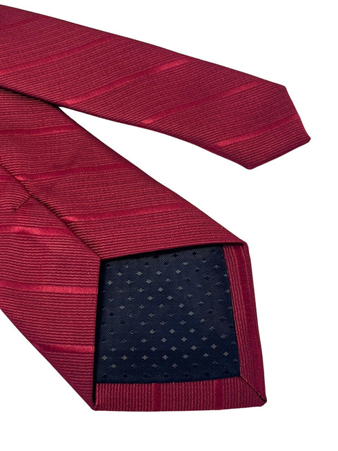two tone red tie with subtle thin stripe