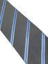 grey tie with light blue thin stripe