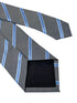 grey tie with light blue thin stripe