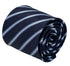 dark navy blue tie with thin light blue and white stripe