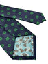 navy dark blue tie with tropical green Hawaii style flower hibiscus