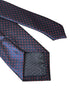 navy dark blue tie with red pin spots