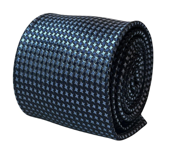 navy dark blue tie with dogtooth houndstooth design