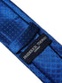 electric bright blue tie with squared pin spot design