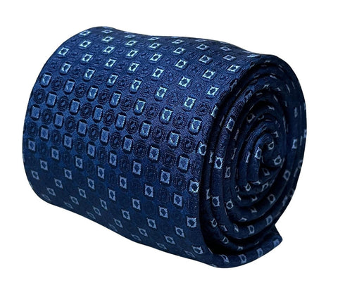 dark blue navy tie with square spotted design