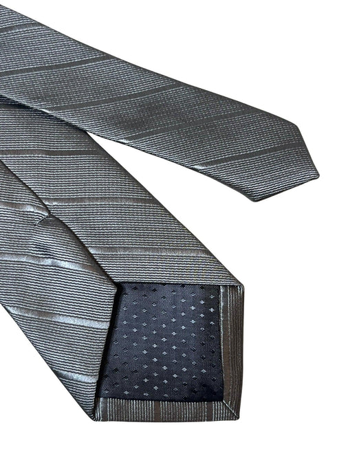 silver grey tie with slate striped design