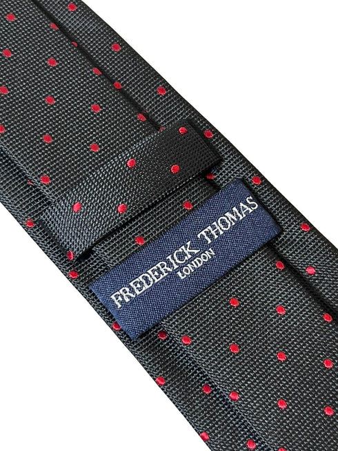 black tie with red pin spot design