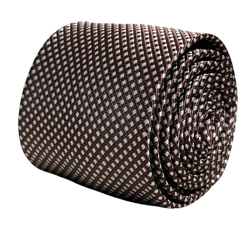 chocolate coffee brown tie with white pin spots