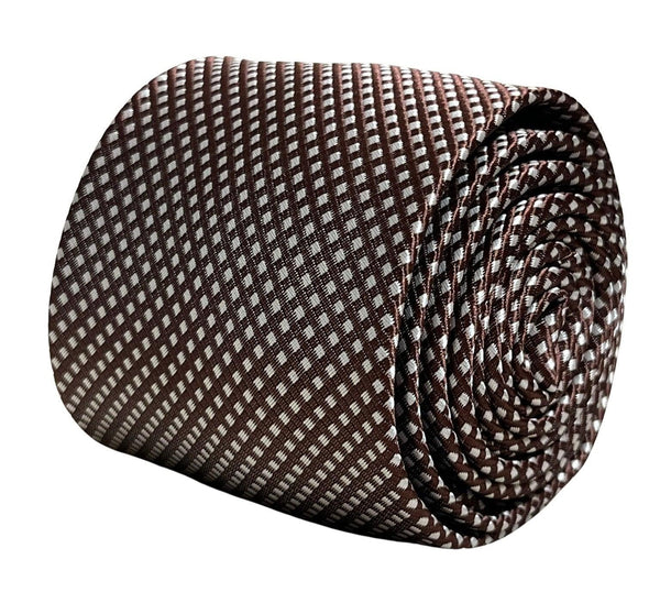 chocolate coffee brown tie with white pin spots