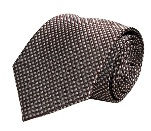 chocolate coffee brown tie with white pin spots