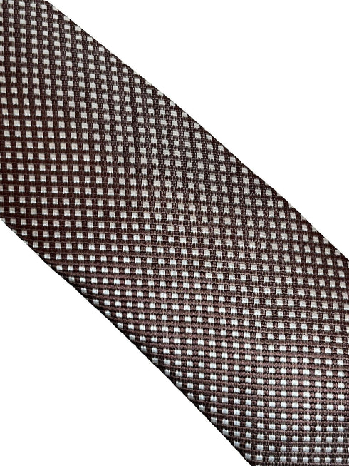 chocolate coffee brown tie with white pin spots