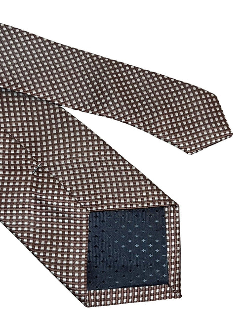 chocolate coffee brown tie with white pin spots