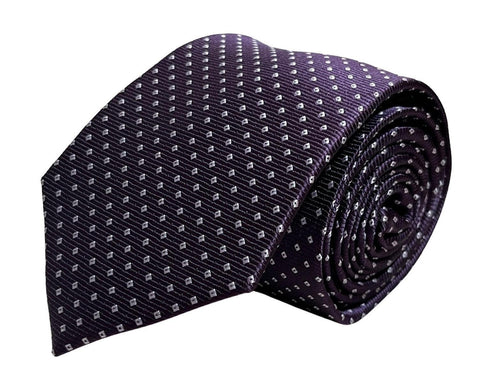 dark purple tie with white pin spots