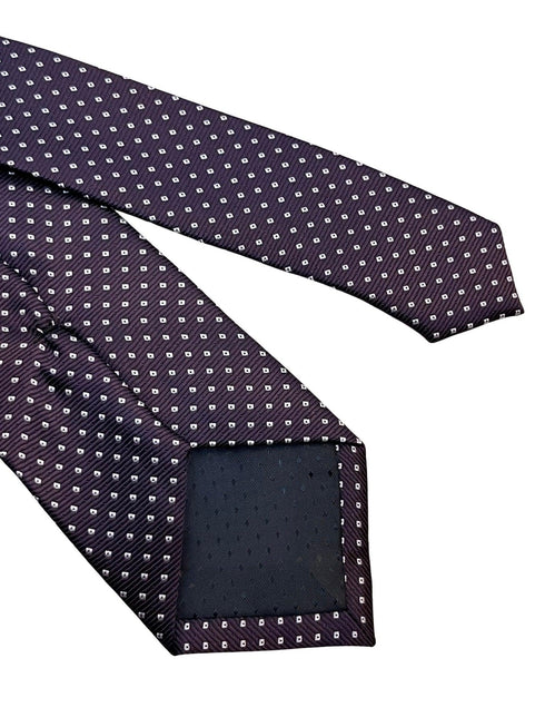 dark purple tie with white pin spots