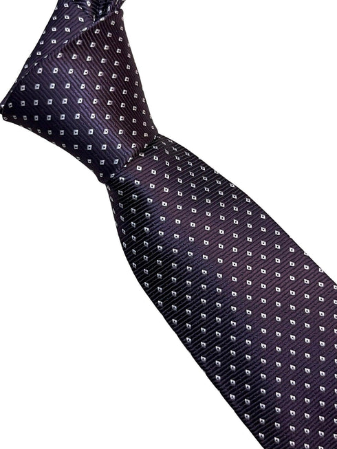 dark purple tie with white pin spots