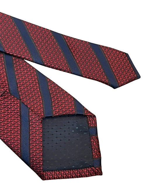 maroon red tie with snakeskin style and black stripes