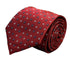red tie with geometric square design