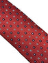 red tie with geometric square design