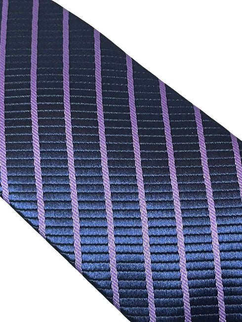 navy dark blue tie with purple stripes