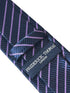 navy dark blue tie with purple stripes