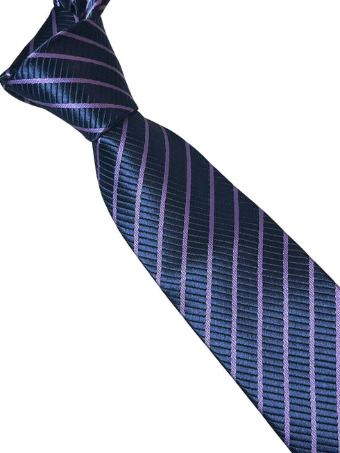 navy dark blue tie with purple stripes