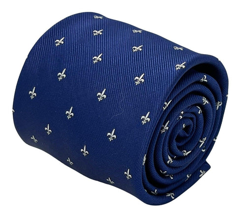 royal blue tie with fleur de lis (lys) design