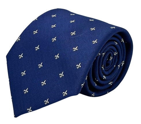 royal blue tie with fleur de lis (lys) design