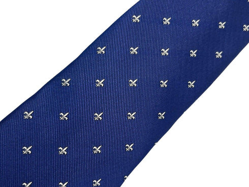 royal blue tie with fleur de lis (lys) design