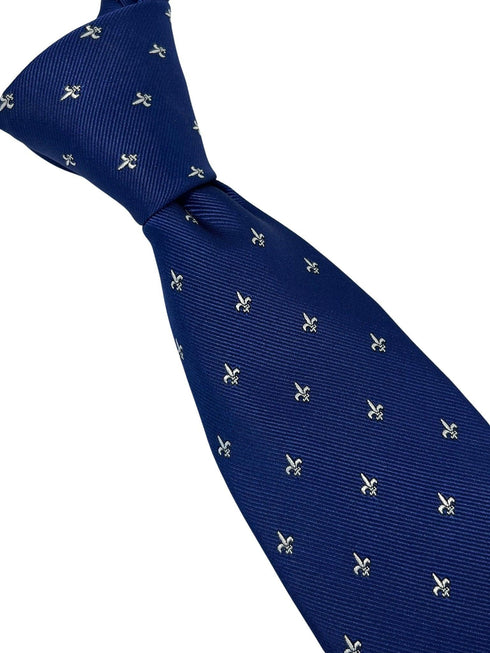 royal blue tie with fleur de lis (lys) design