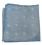 light pale baby blue pocket square with embroidered skull design