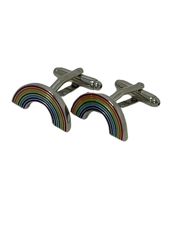 rainbow style silver cufflinks