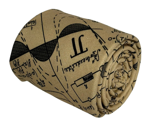 sandy gold beige maths equation cotton tie